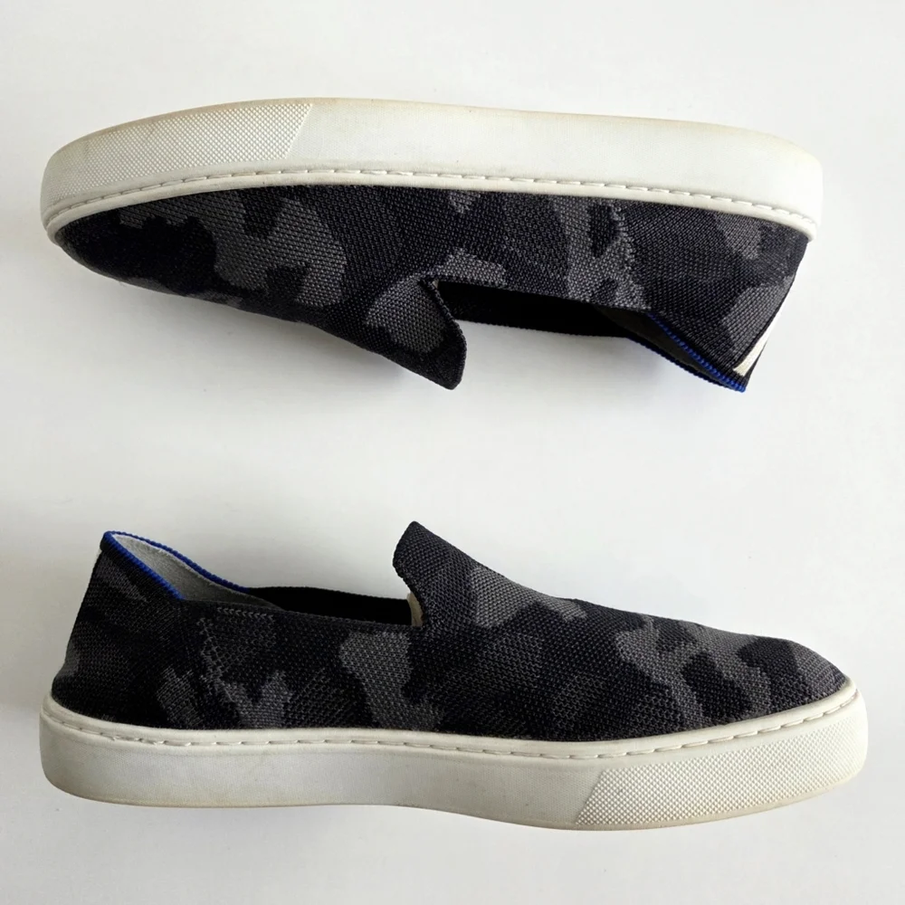 Rothy's Camo Pattern Slip-On Sneakers, Gray & Black  Size 9